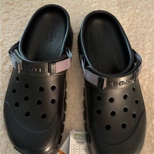 CROCS Black Clogs with Adjustable Strap